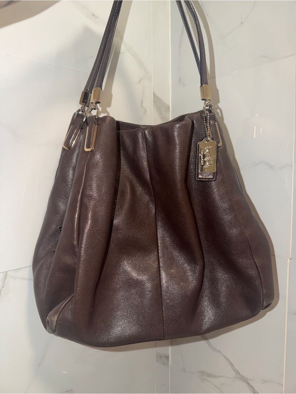 Classic Brown coach Leather Shoulder Bag
